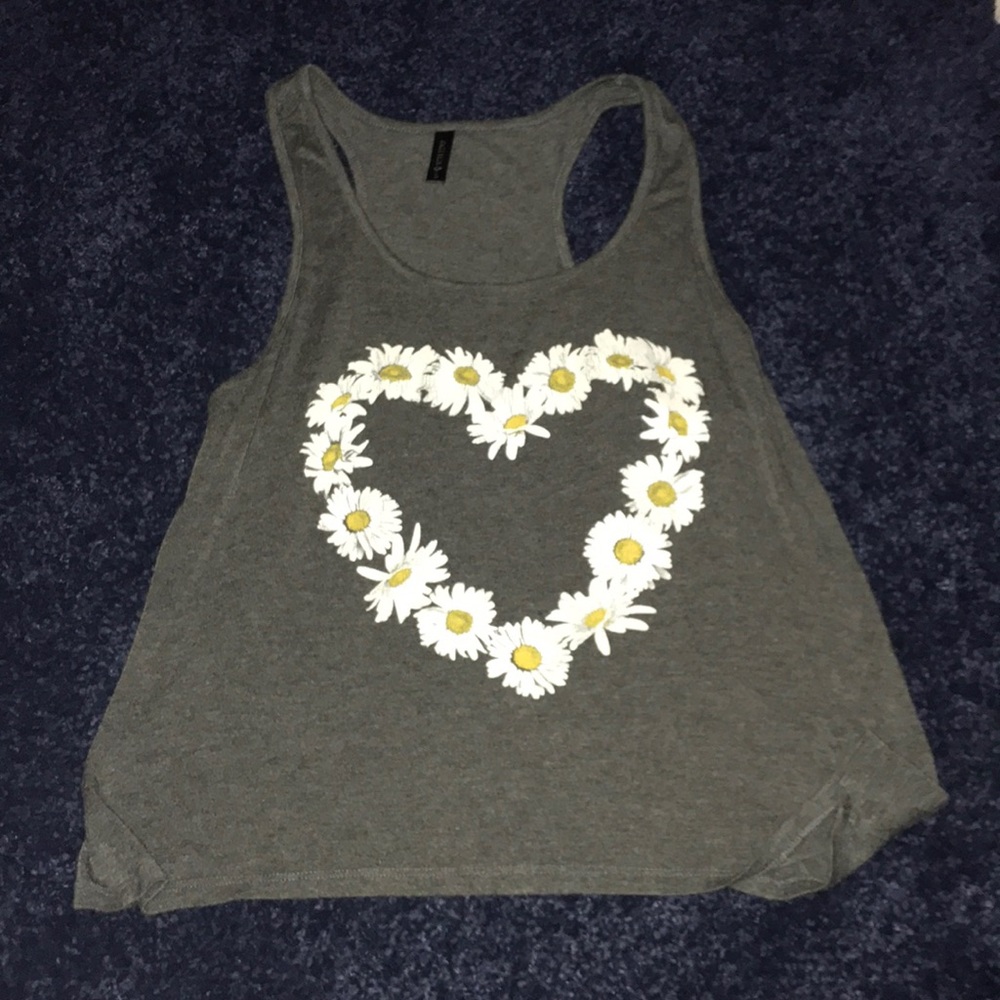 dark gray floral tank top